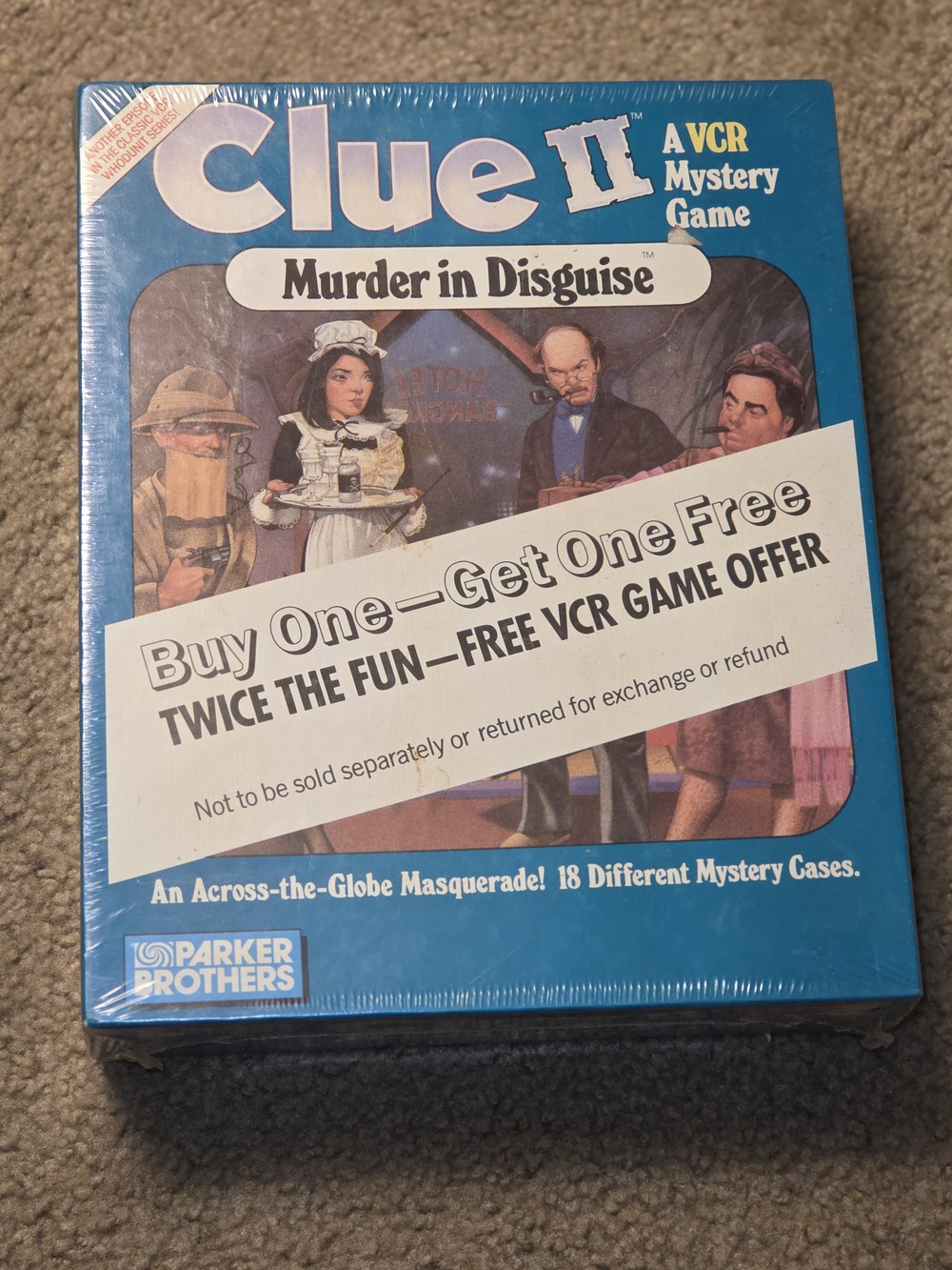 Clue II: Murder in Disguise VCR Mystery Game - Vintage Parker Brothers - Blue